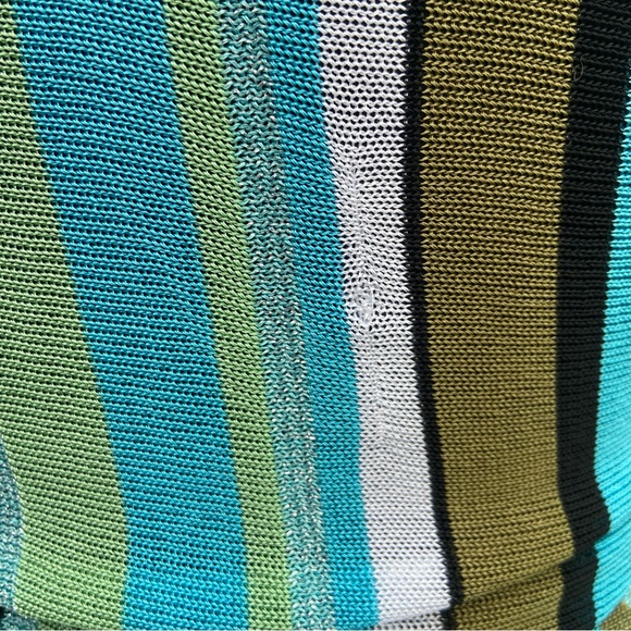 BEBE vintage halter cross front racerback striped stretchy top - Picture 5 of 6